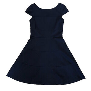 Banana Republic Women's 6P Navy Dress with Flounce Skirt Exposed Back Zipper‎